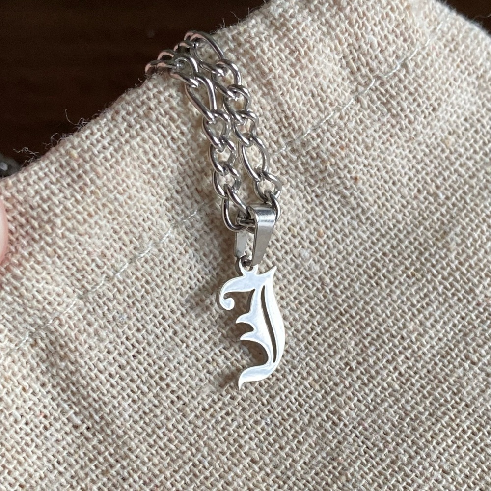 ✨ 2/$15 JEWELRY✨ Waterproof Stainless Steel Gothic Initial Necklace "J"